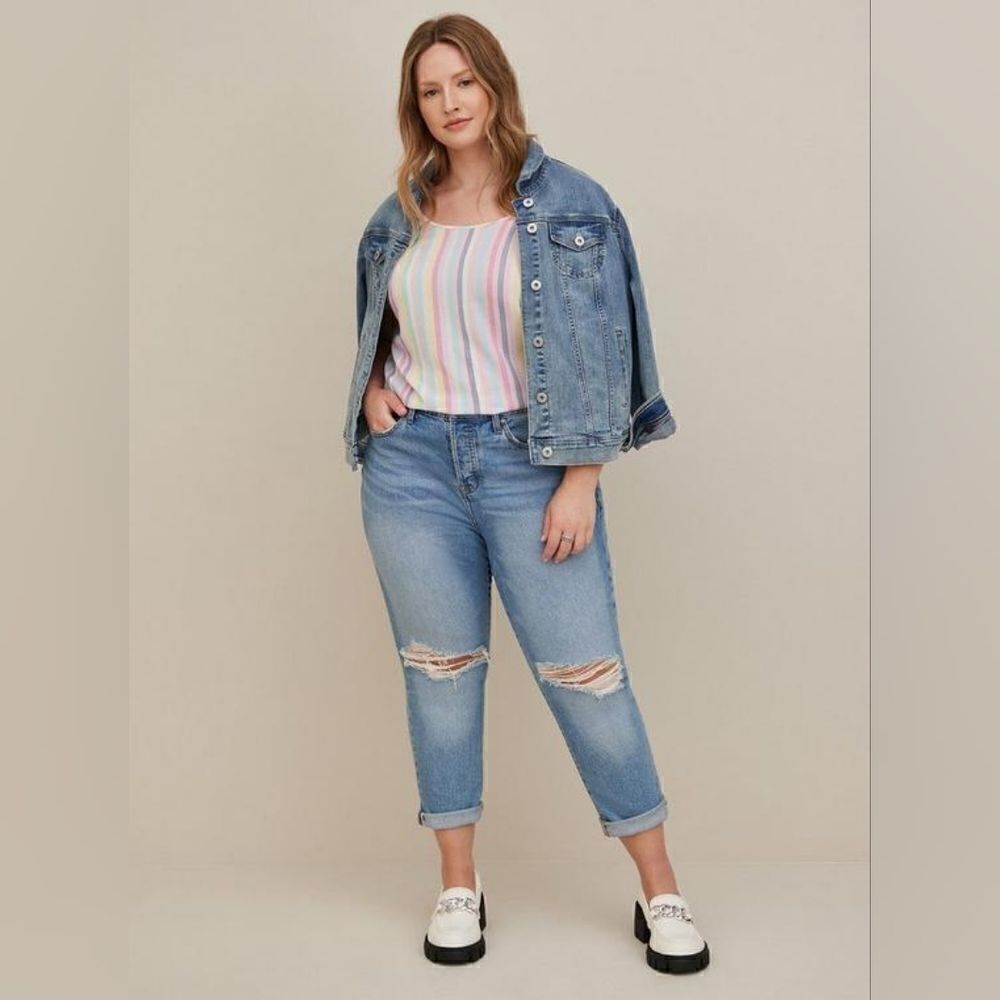 Torrid Multi Color Button Back Stripe Abbey Rayon… - image 2